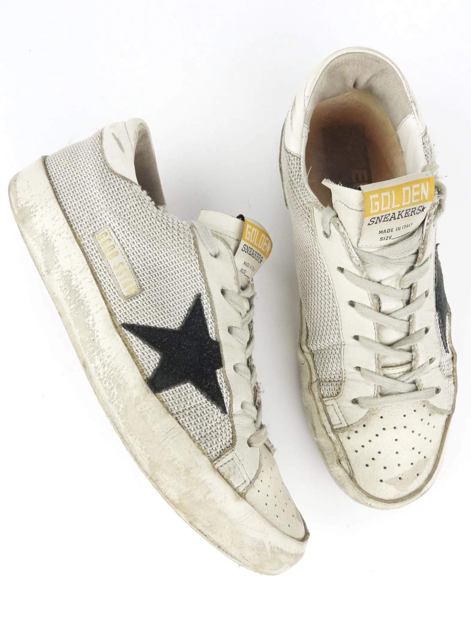 Golden Goose White Leather and Mesh Superstar Low Top Sneakers - Size 38 EU | 8 US