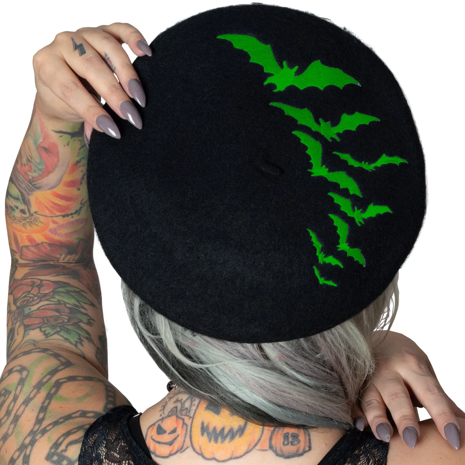 Green Repeating Beret Cap