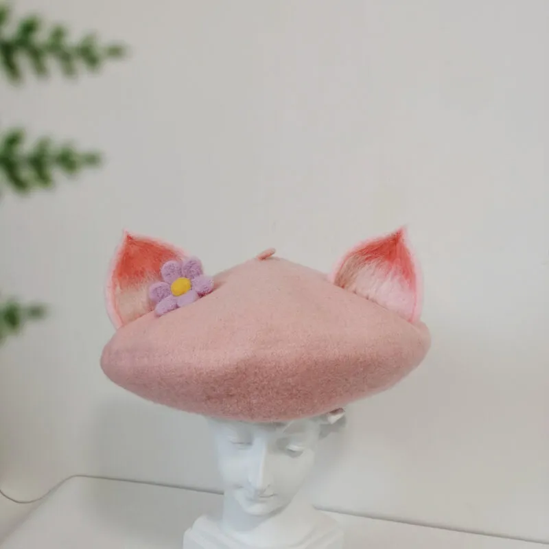 Handcrafted Adorable Fox Ear Wool Beret HAT - BY9002