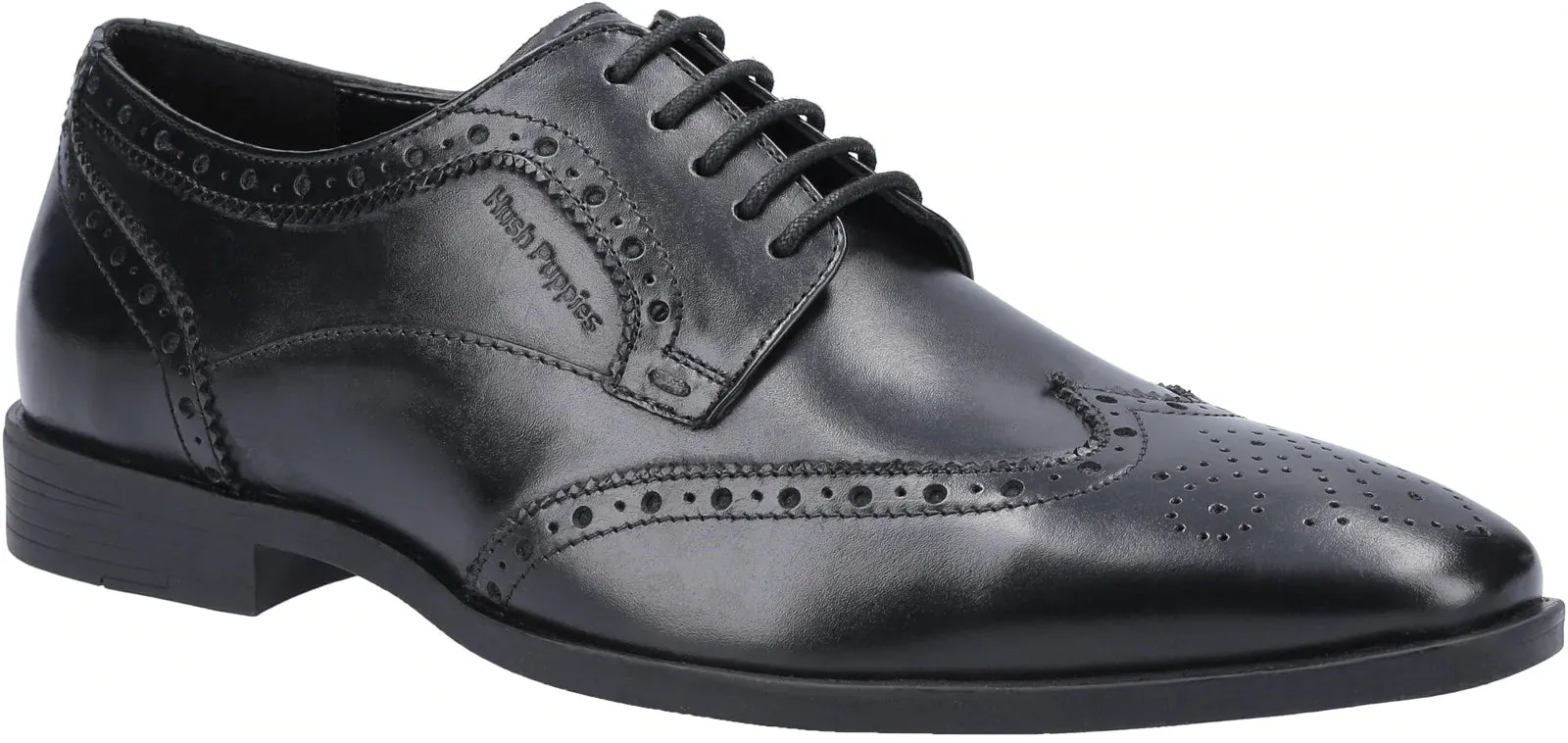 Hush Puppies Men's Black Leather Formal Brogues