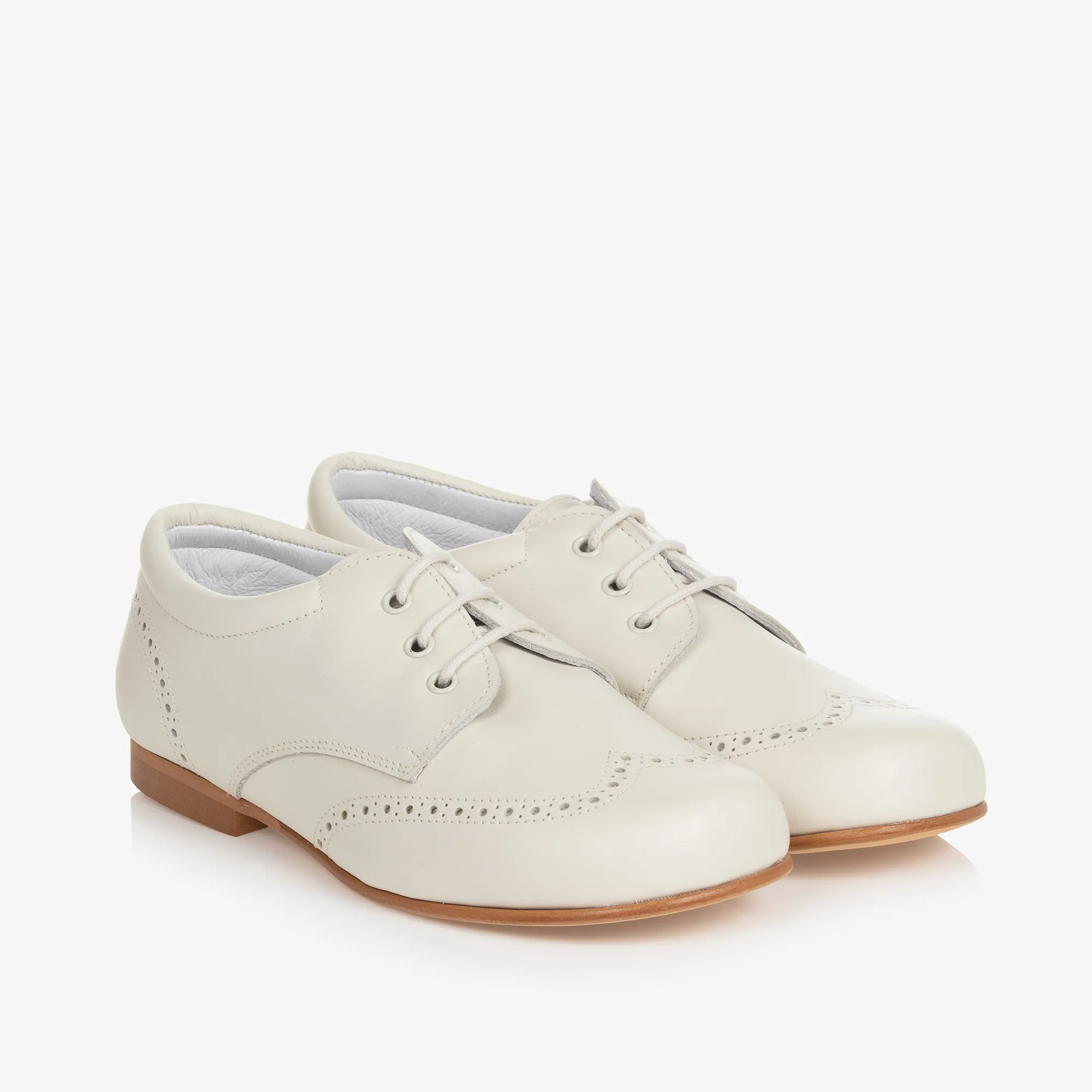 Ivory Leather Brogue Shoes