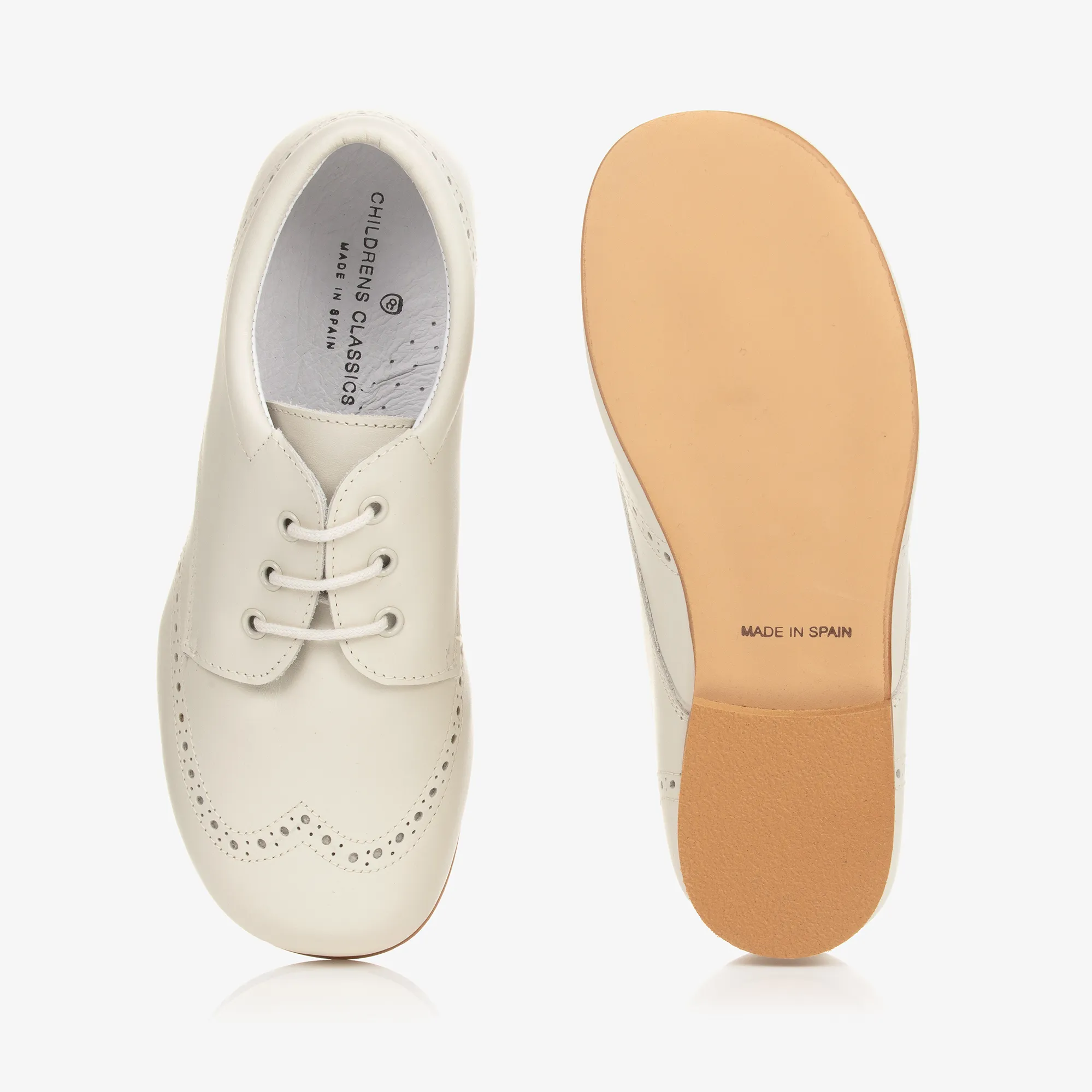 Ivory Leather Brogue Shoes