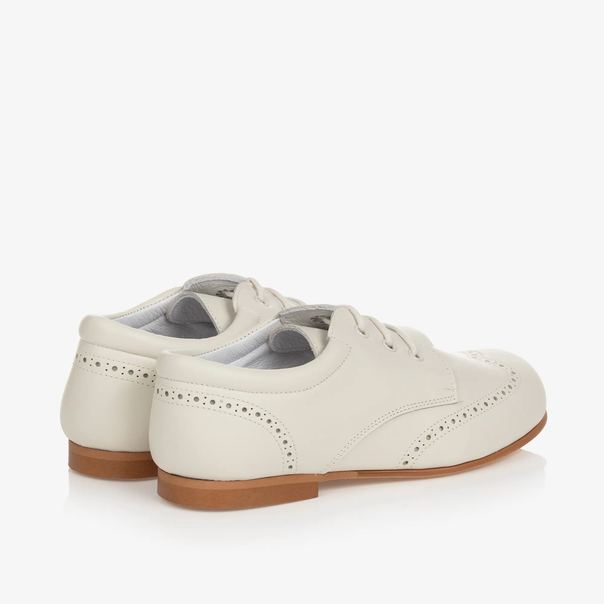 Ivory Leather Brogue Shoes