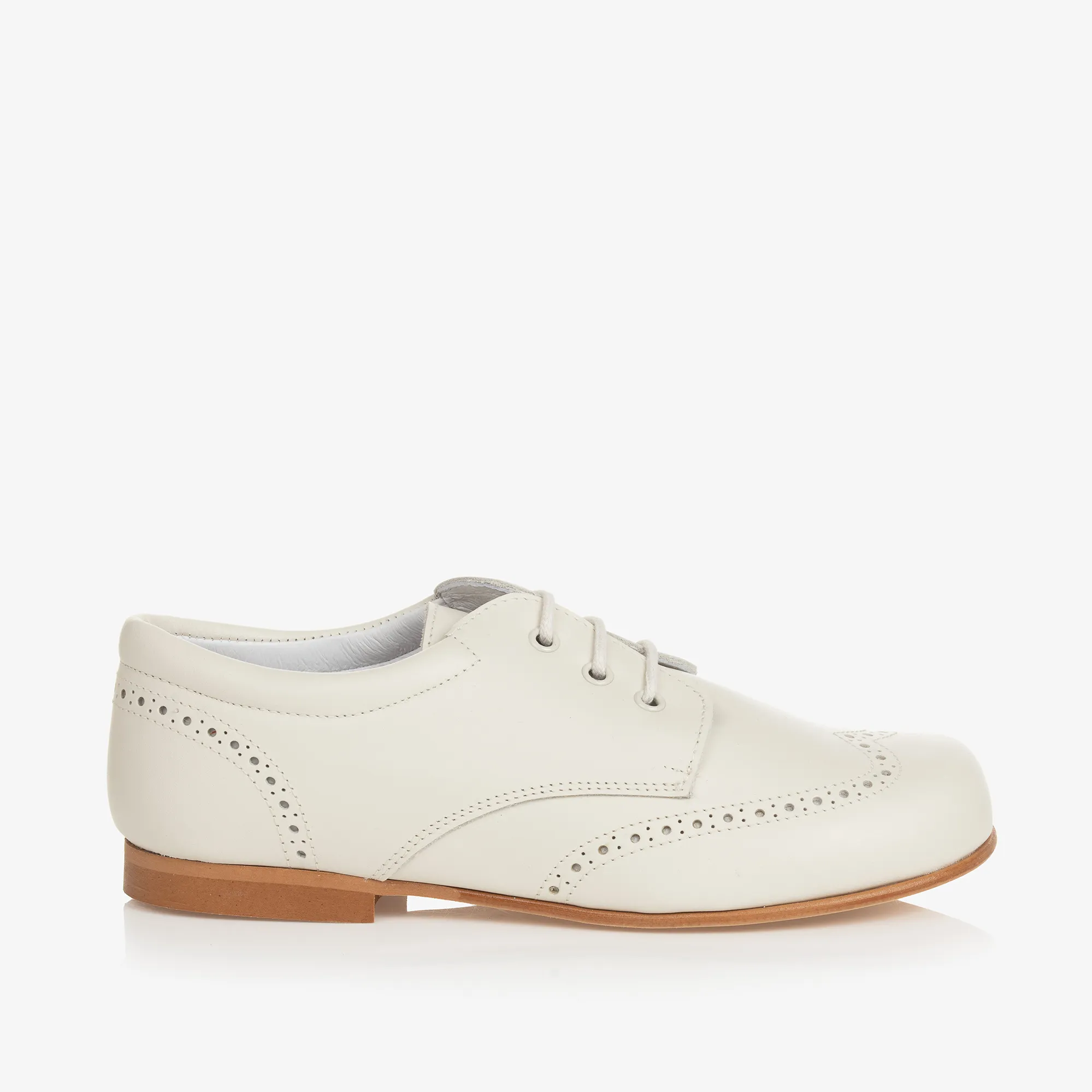 Ivory Leather Brogue Shoes