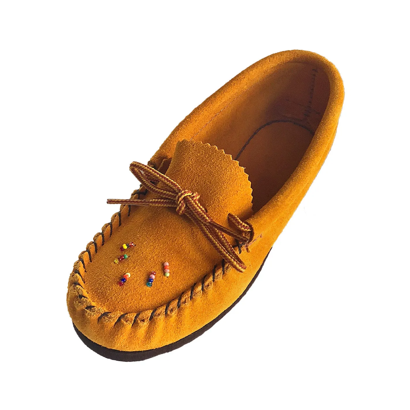 Junior Suede Beaded Moccasins with Rubber Soles