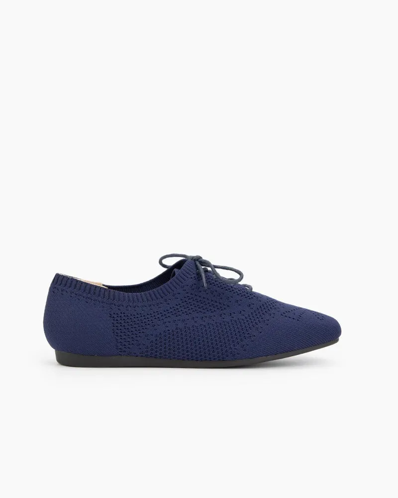 Lace-up Oxford Knit Brogue Shoes