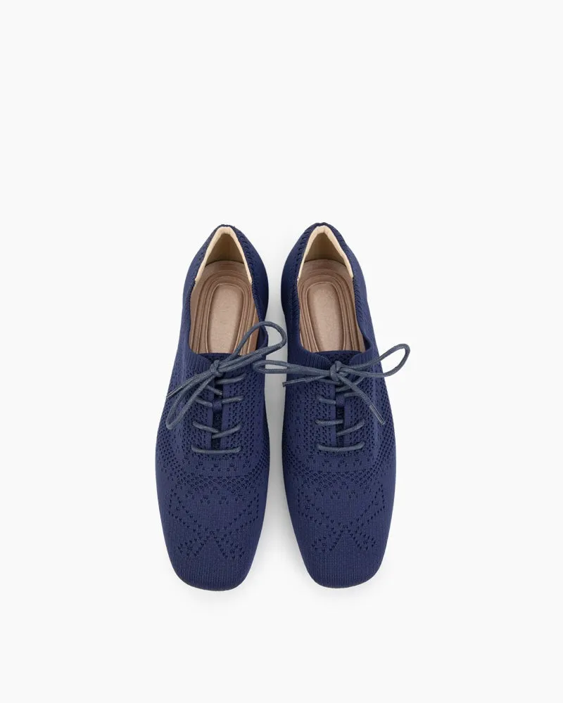 Lace-up Oxford Knit Brogue Shoes