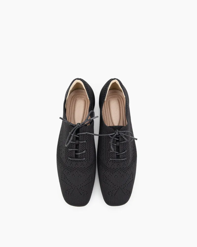 Lace-up Oxford Knit Brogue Shoes