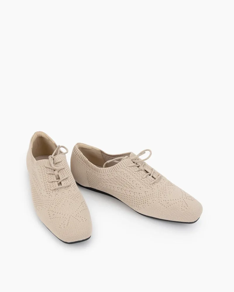 Lace-up Oxford Knit Brogue Shoes