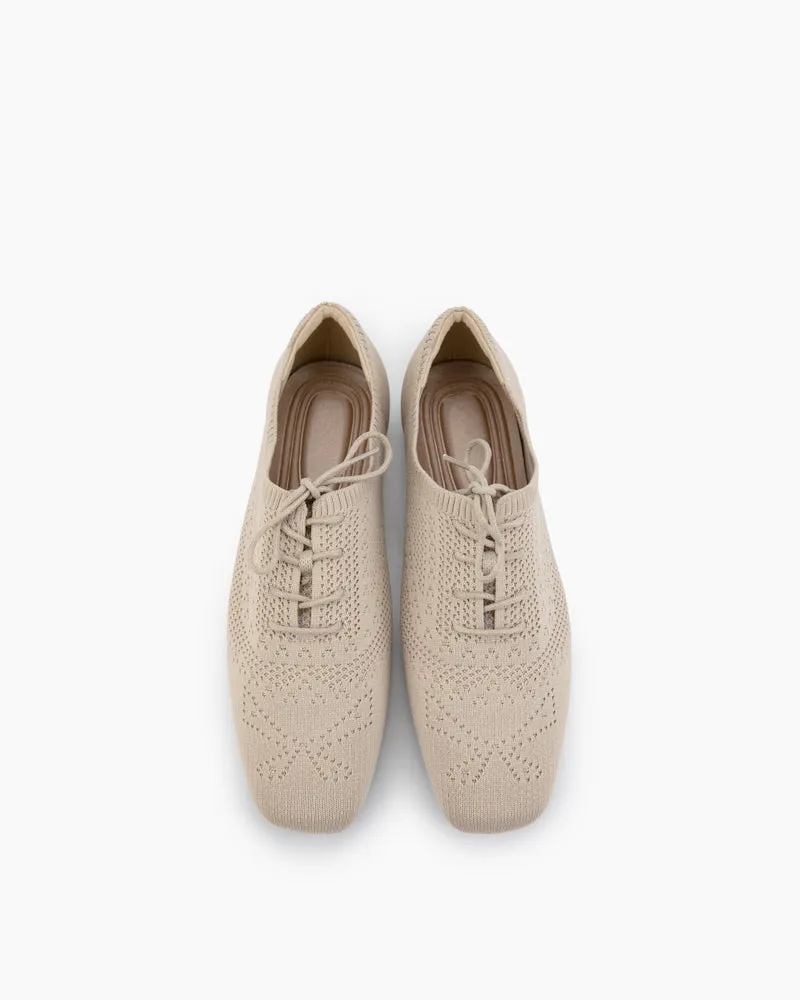 Lace-up Oxford Knit Brogue Shoes