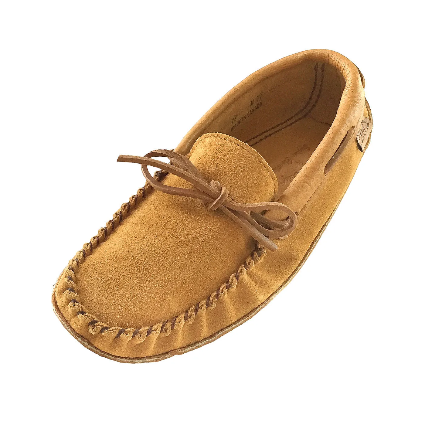 Leather Trim Moccasins, Dark Tan Suede, Men's Soft Sole