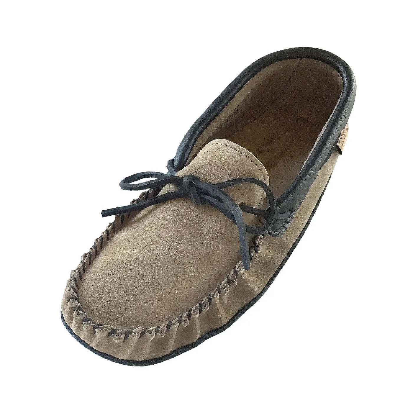 Leather Trim Moccasins, Dark Tan Suede, Men's Soft Sole