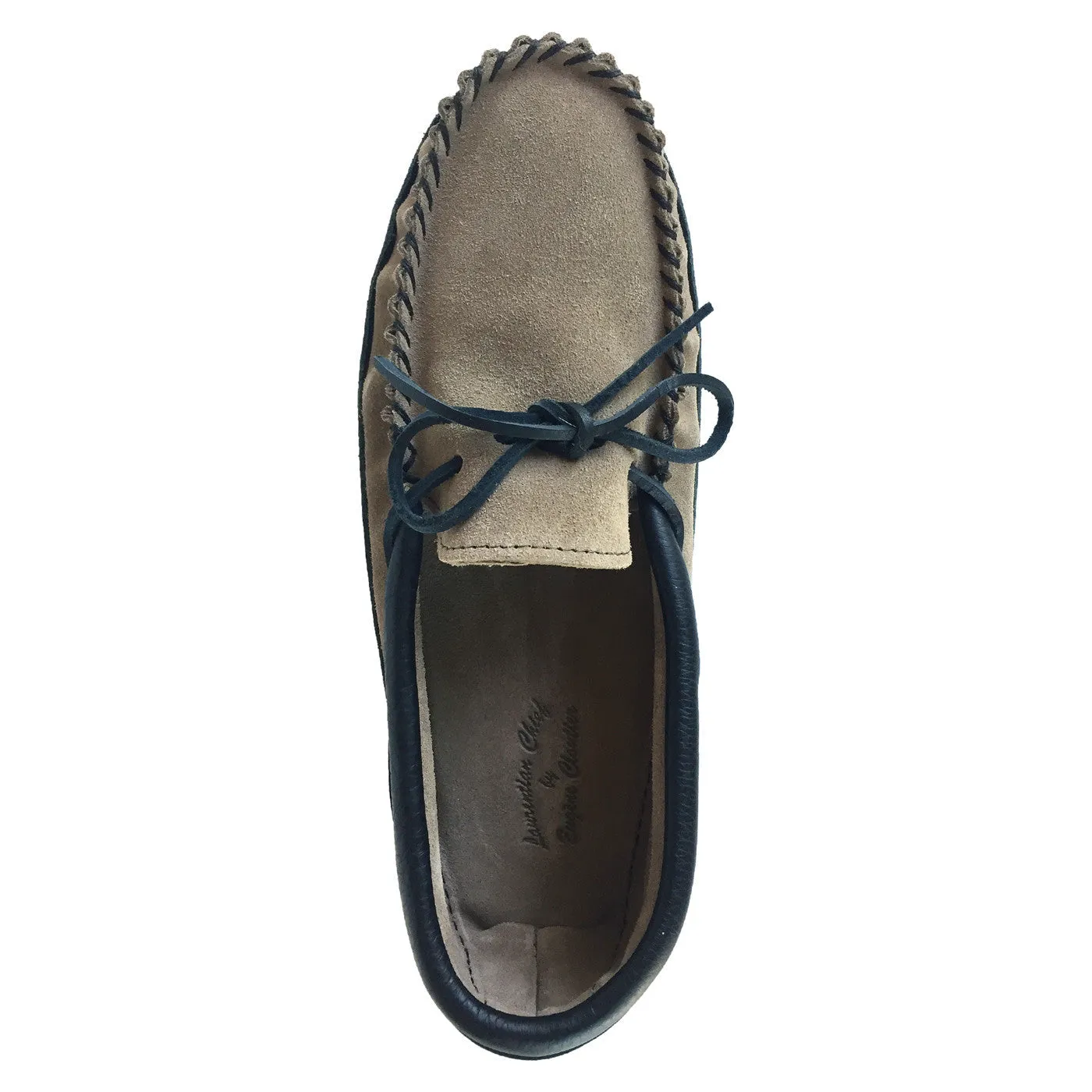 Leather Trim Moccasins, Dark Tan Suede, Men's Soft Sole