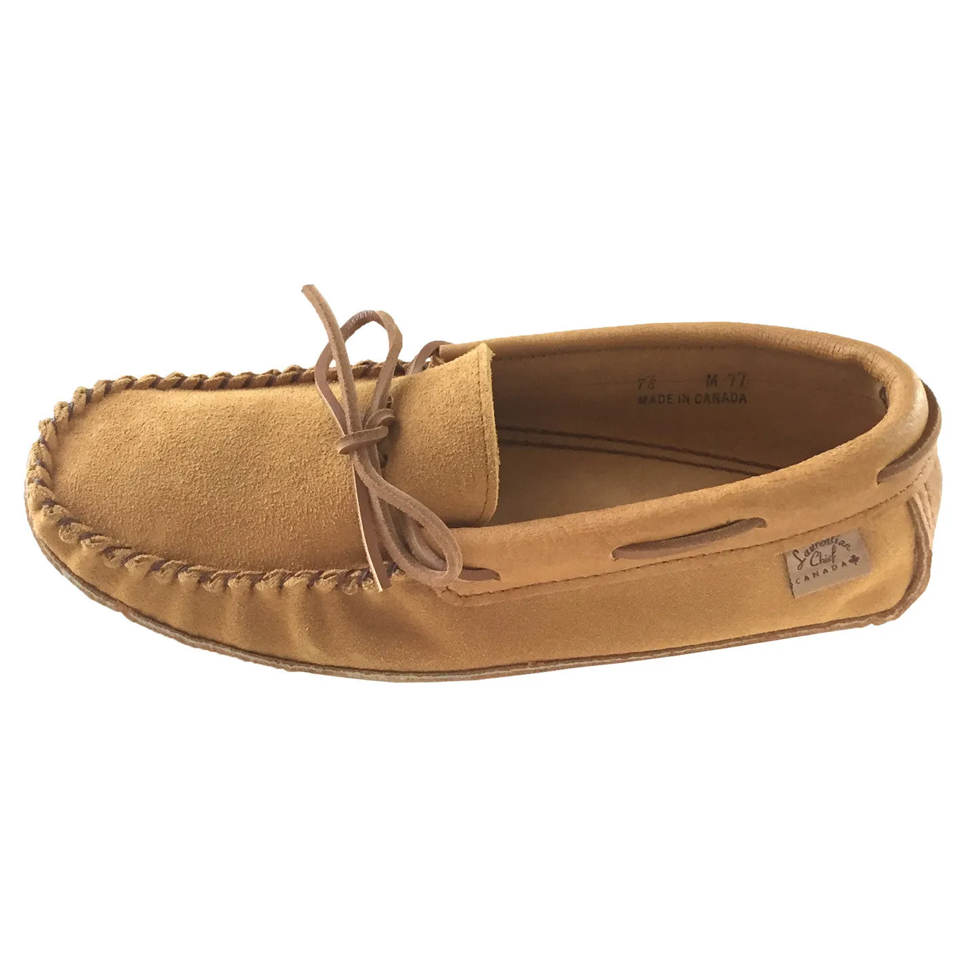 Leather Trim Moccasins, Dark Tan Suede, Men's Soft Sole