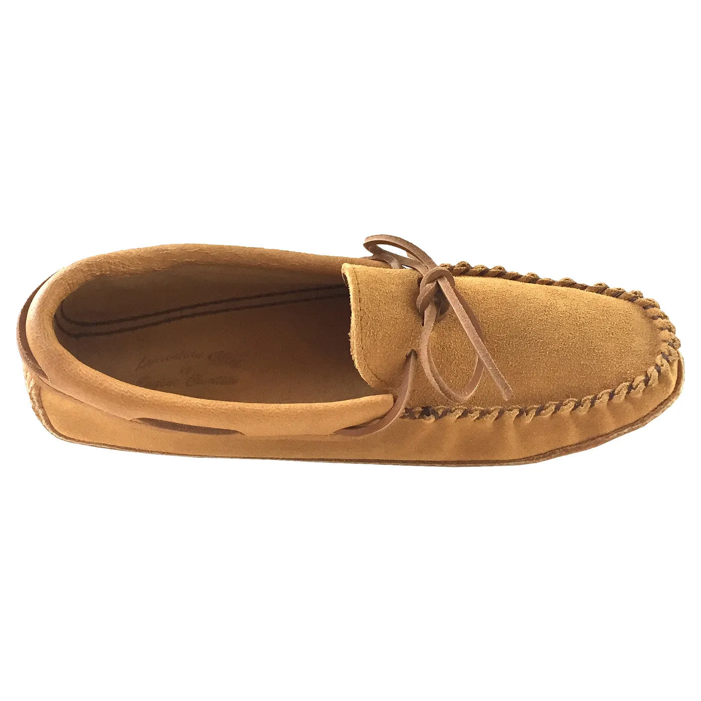 Leather Trim Moccasins, Dark Tan Suede, Men's Soft Sole