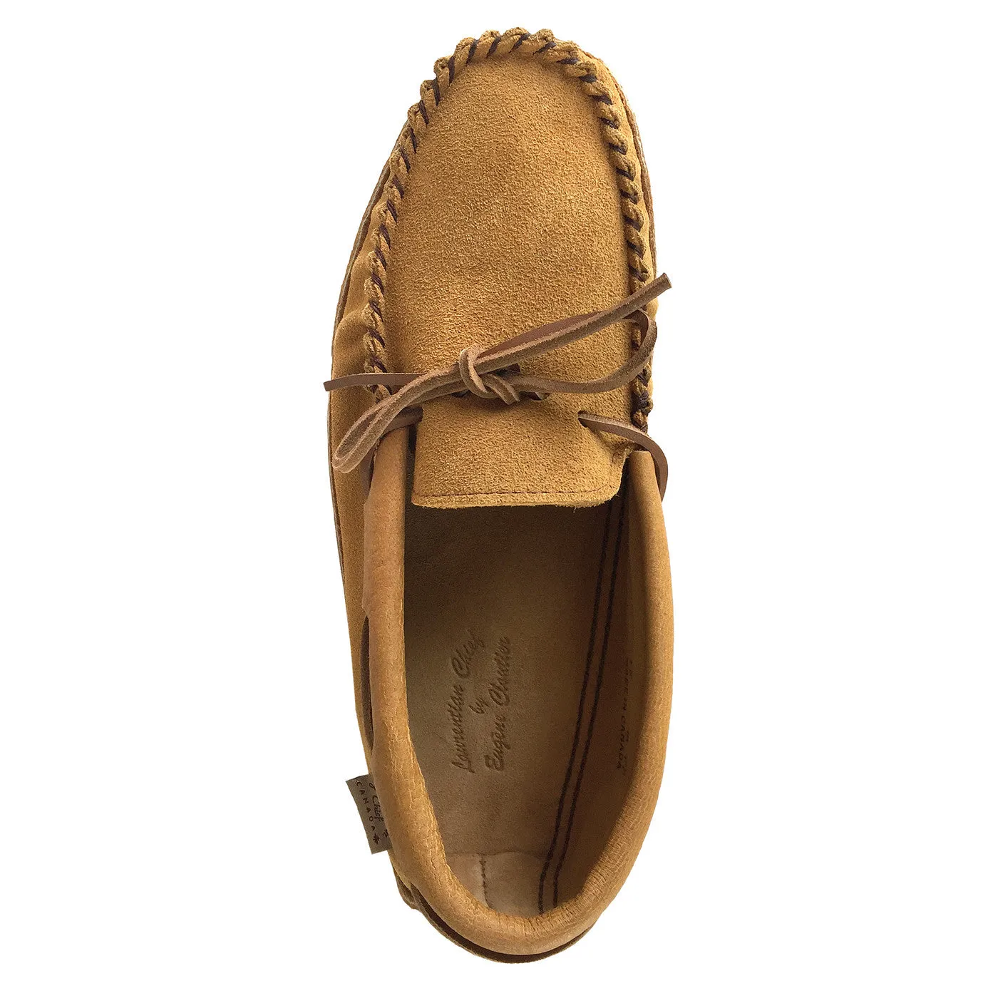 Leather Trim Moccasins, Dark Tan Suede, Men's Soft Sole