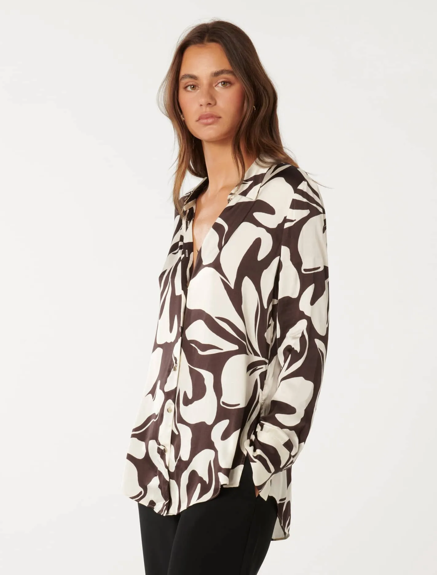 Lila Longline Printed Satin Shirt