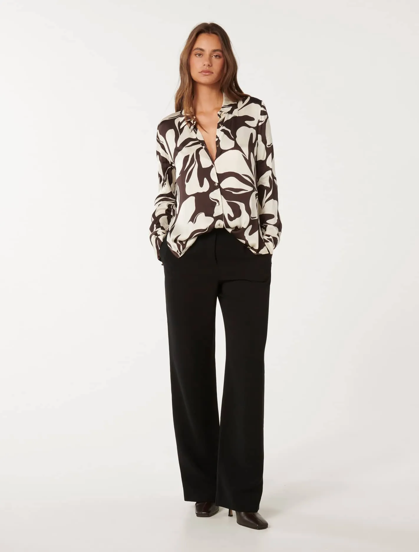 Lila Longline Printed Satin Shirt