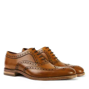 Loake Fearnley leather brogue shoes, tan.