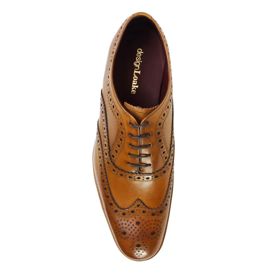 Loake Fearnley leather brogue shoes, tan.