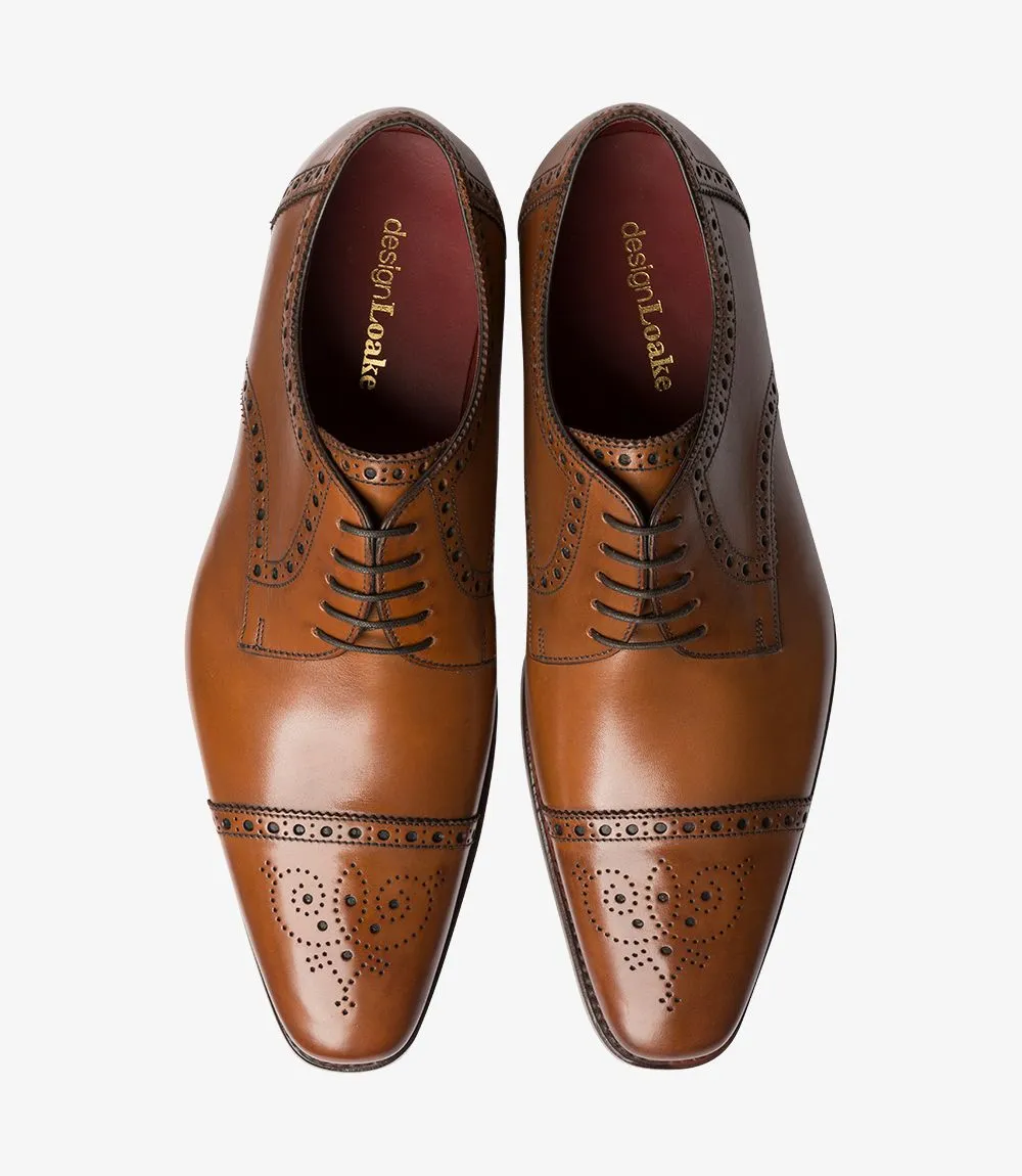 Loake Foley Brogue Derby Shoes - Cedar