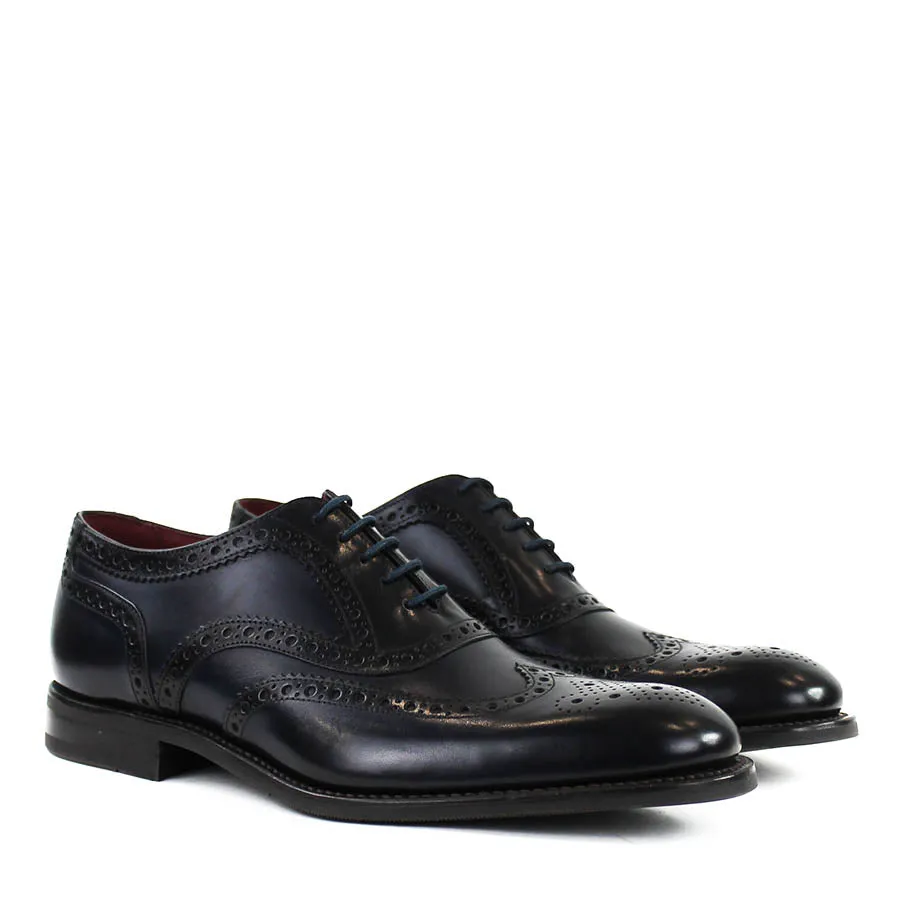 Loake Kerridge Oxford Brogues, Navy, quality men's footwear, online shop.