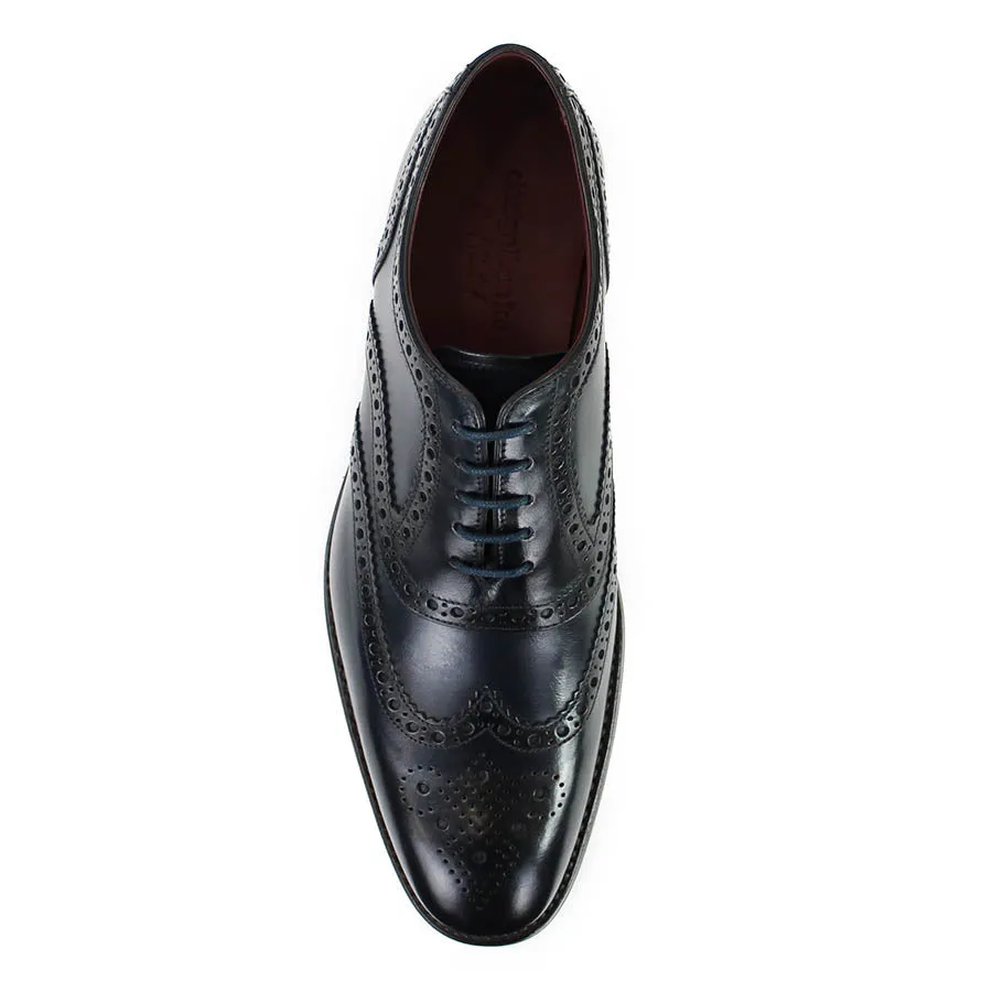 Loake Kerridge Oxford Brogues, Navy, quality men's footwear, online shop.