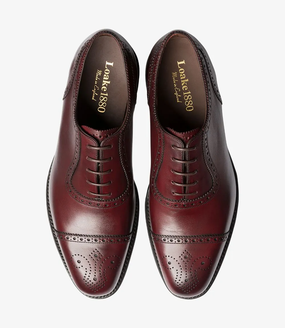 Loake Strand Burgundy Premium Semi Brogue Shoes