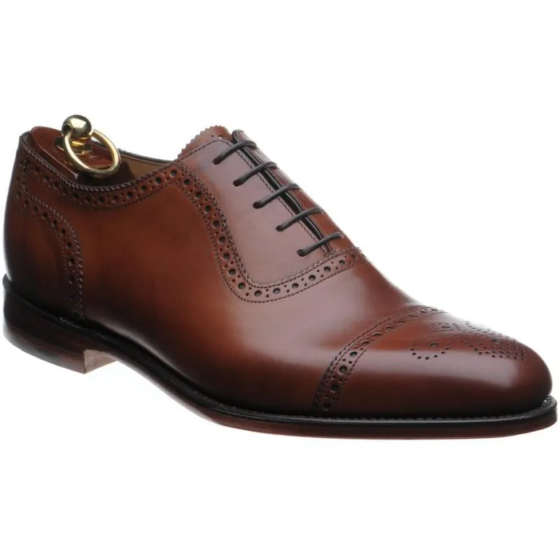 Loake Strand Semi Brogue Shoes - Mahogany