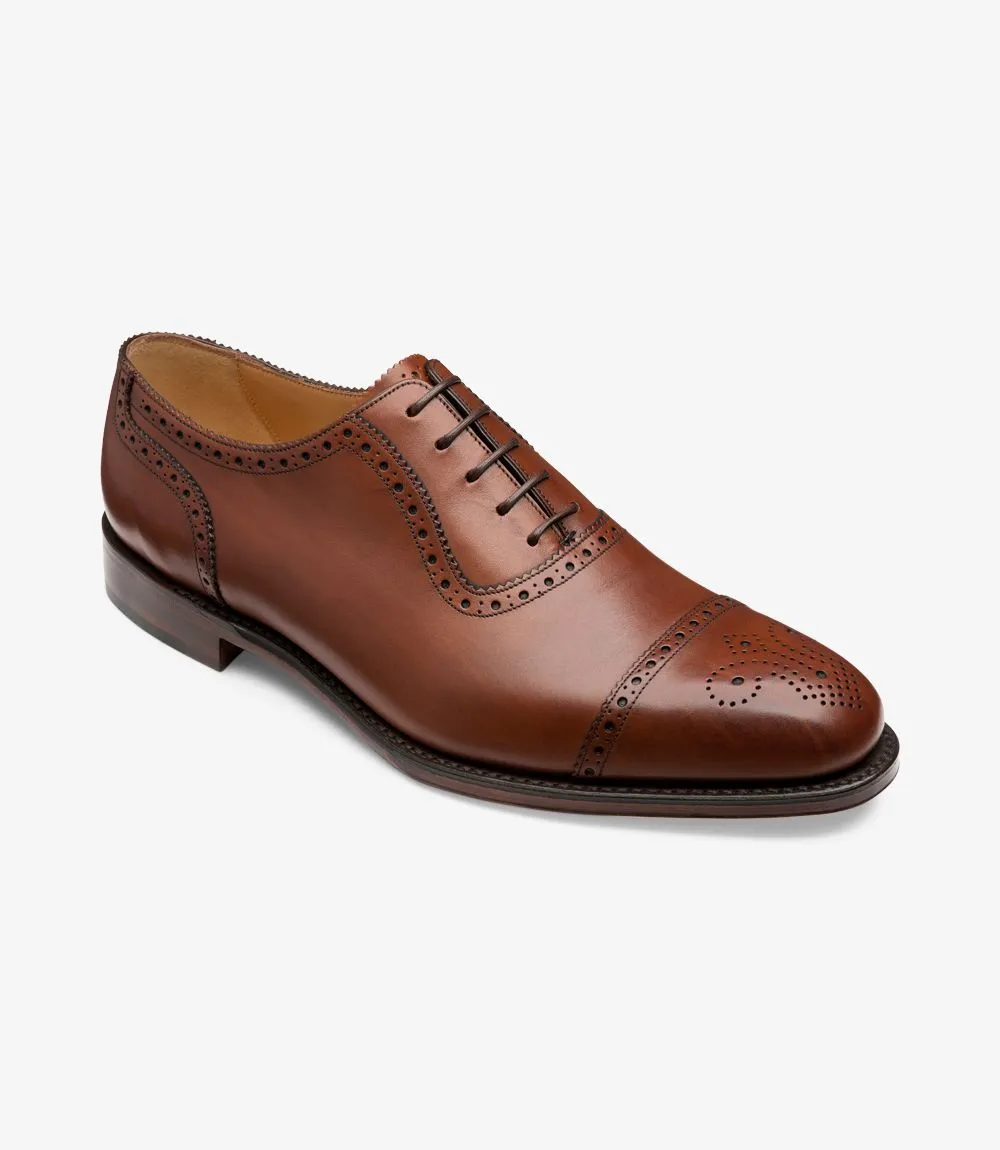 Loake Strand Semi Brogue Shoes - Mahogany