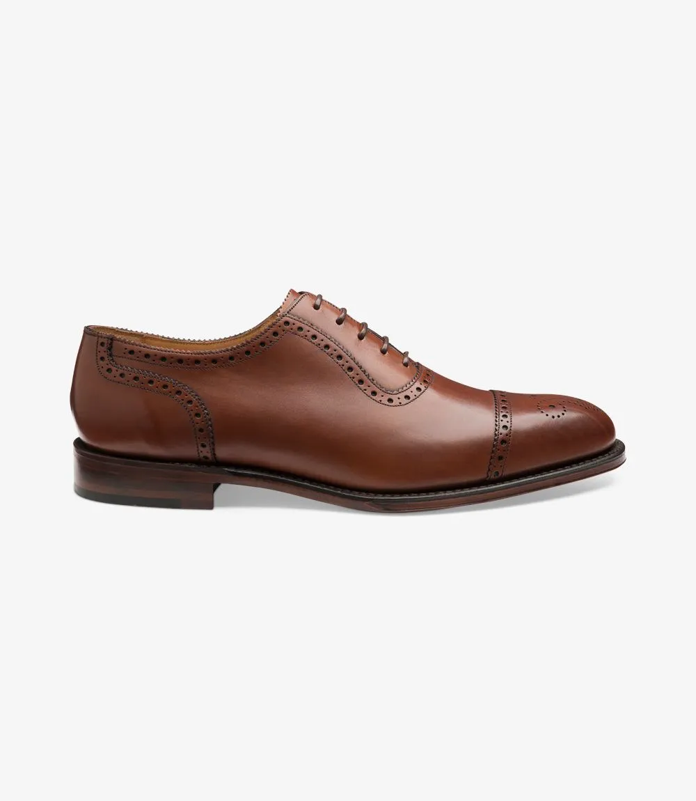 Loake Strand Semi Brogue Shoes - Mahogany