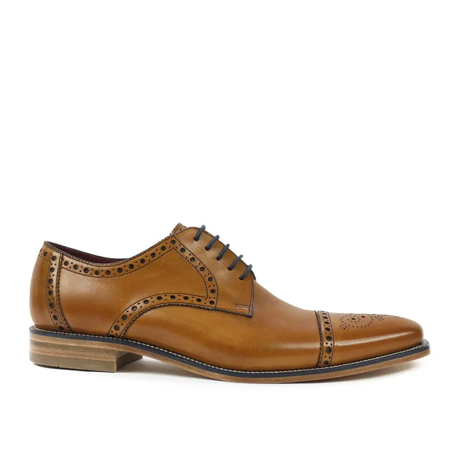 Loake- Foley Tan Leather Brogue Derby Shoes