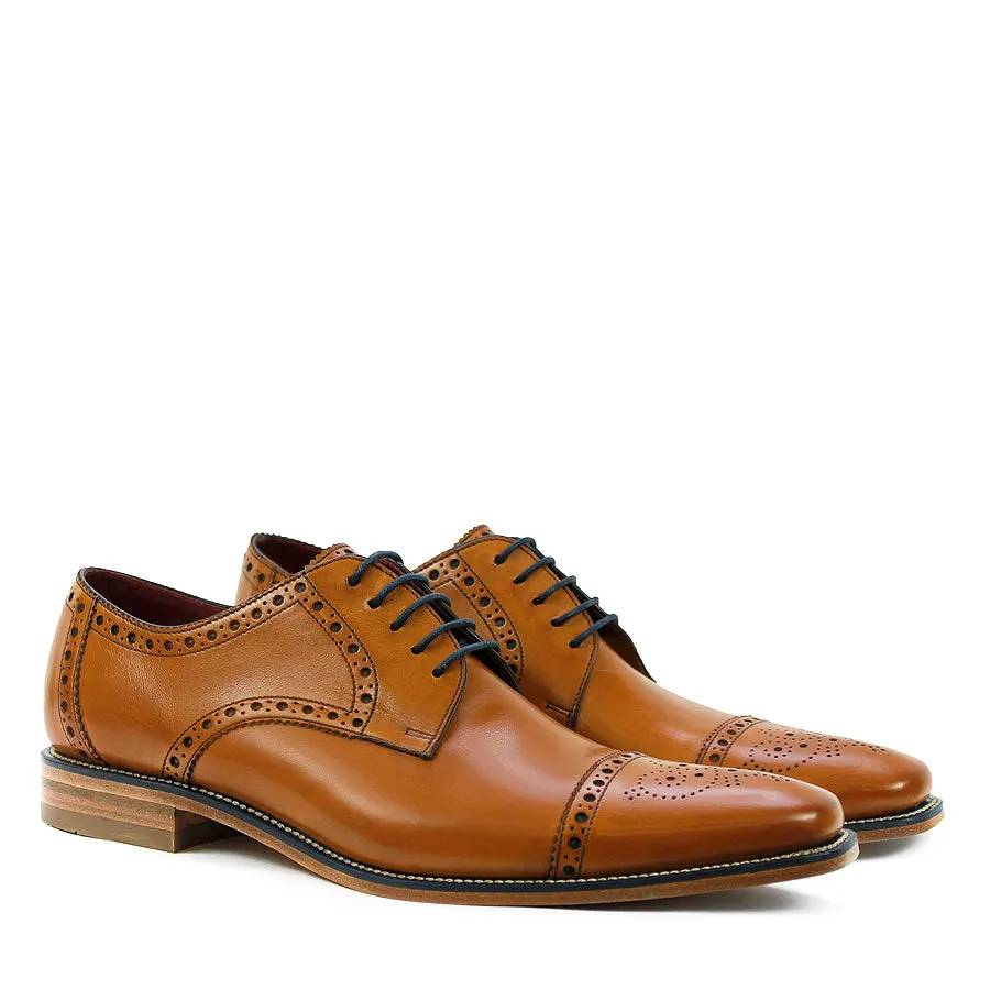 Loake- Foley Tan Leather Brogue Derby Shoes