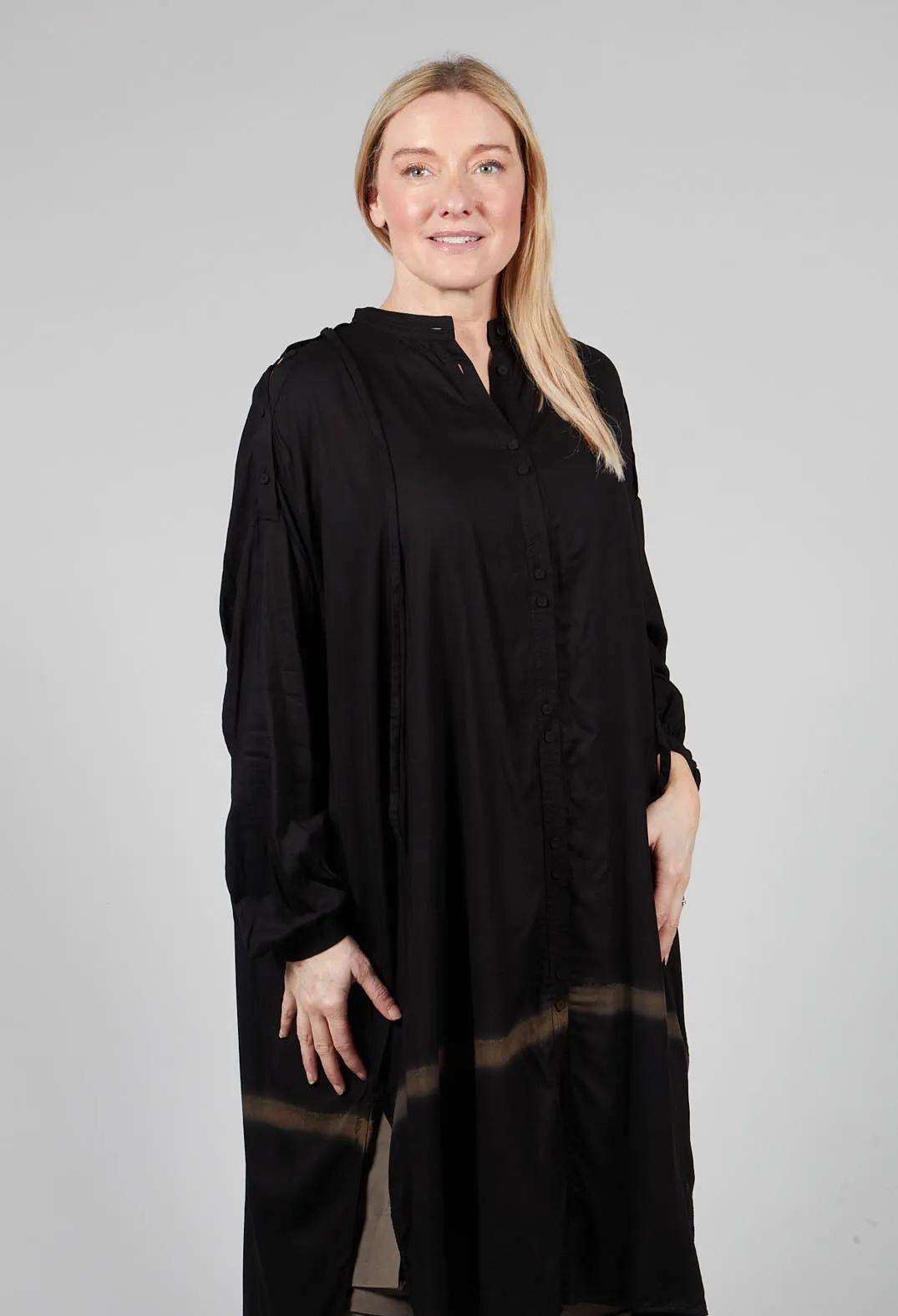 Longline Shirt Dress in Black