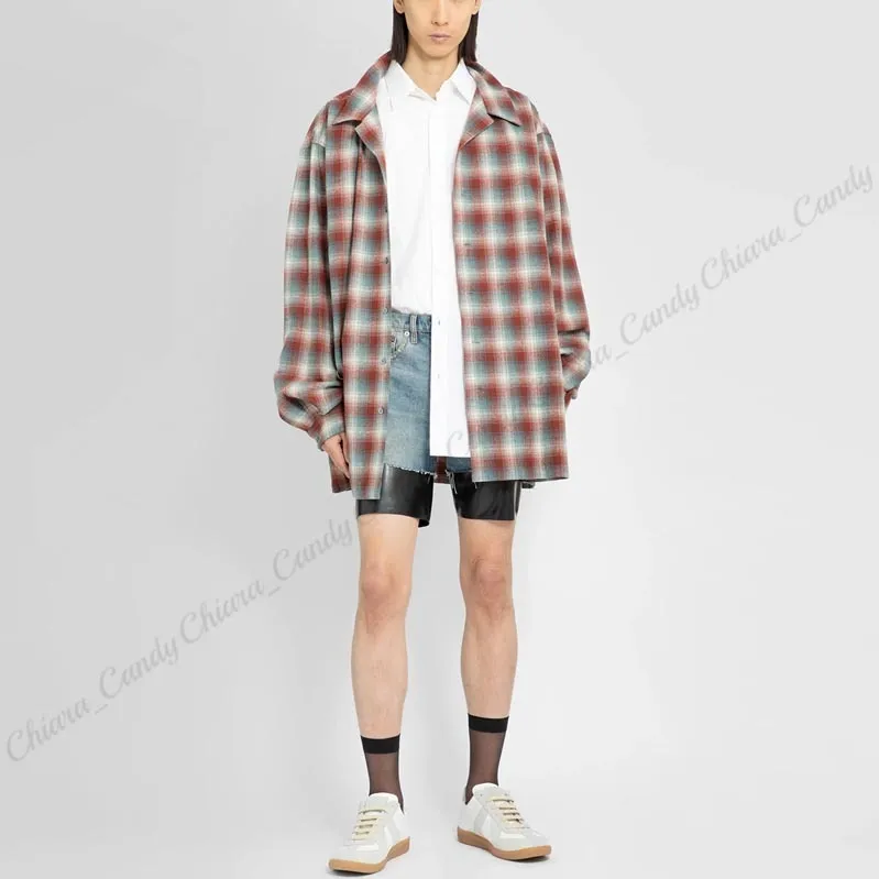 Maison Margiela  |Other Plaid Patterns Wool Street Style Long Sleeves