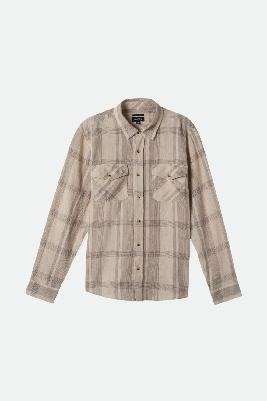 Memphis Linen Blend Long Sleeve Shirt - Whitecap Cinder Grey