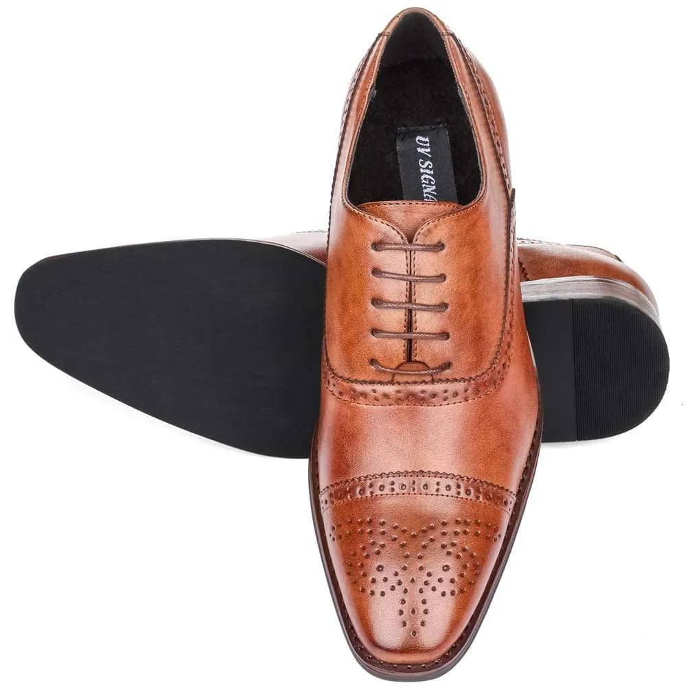 Men's brogue cap toe dress shoes.