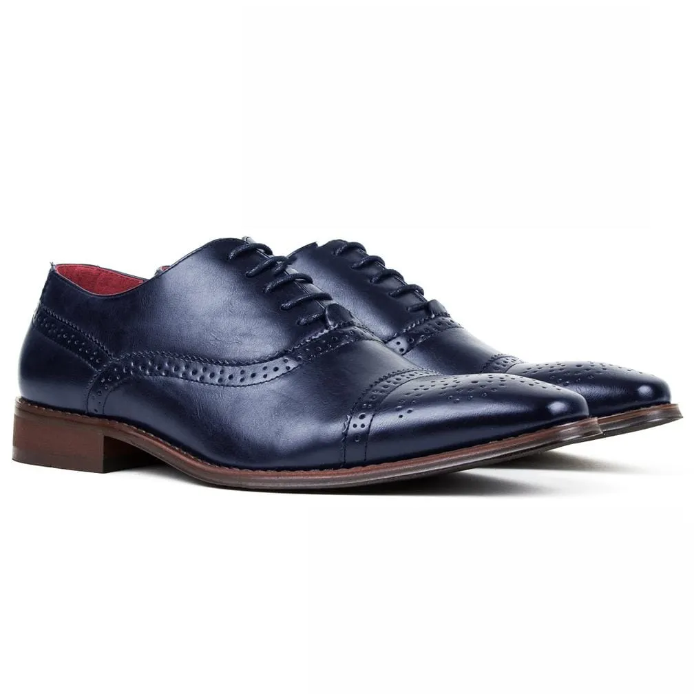 Men's brogue cap toe dress shoes.