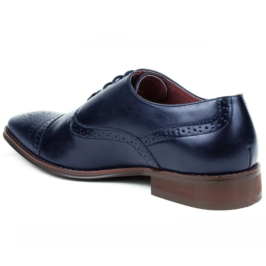 Men's brogue cap toe dress shoes.