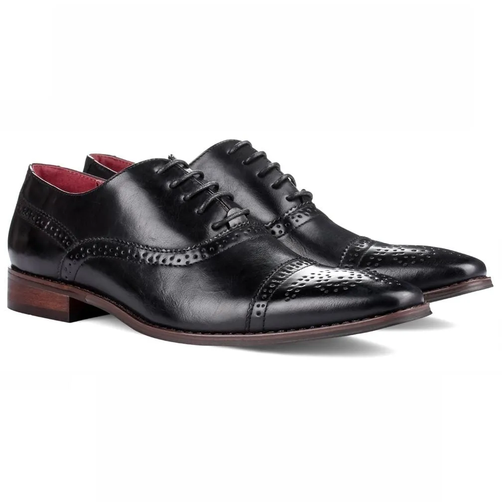 Men's brogue cap toe dress shoes.