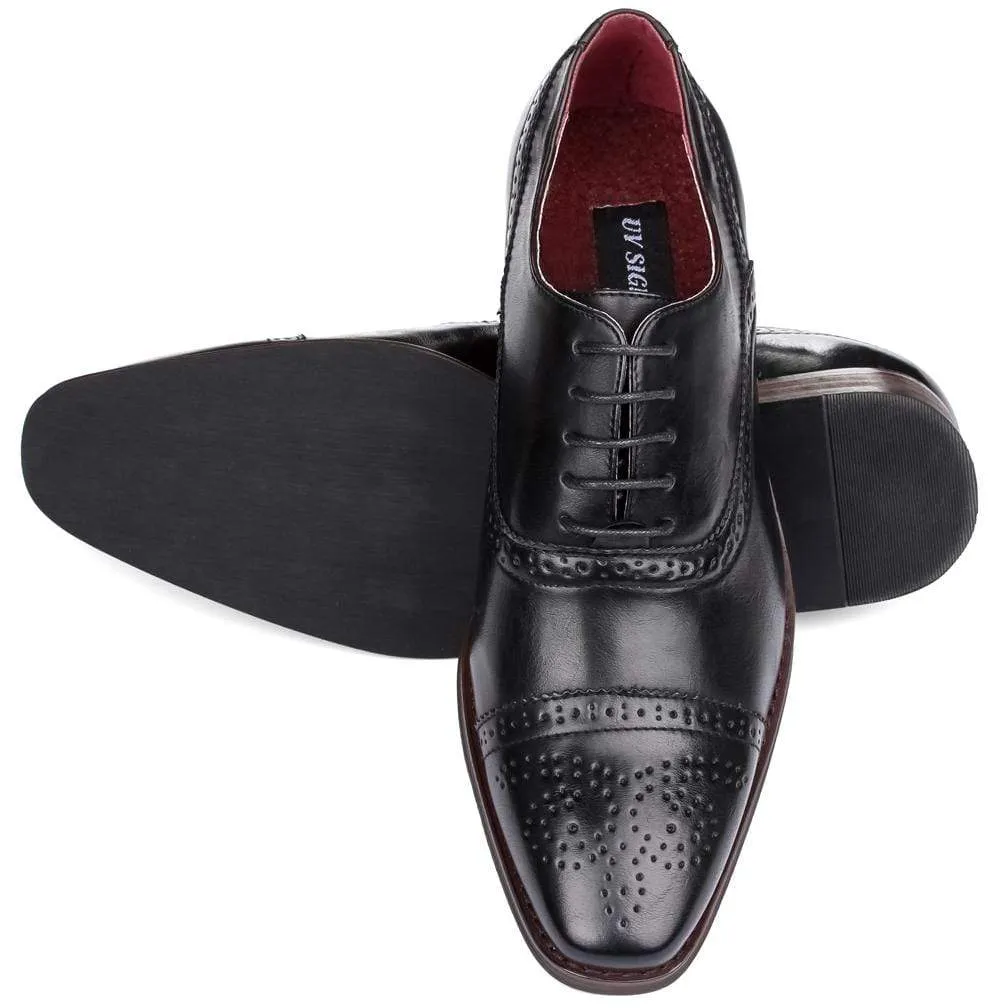 Men's brogue cap toe dress shoes.