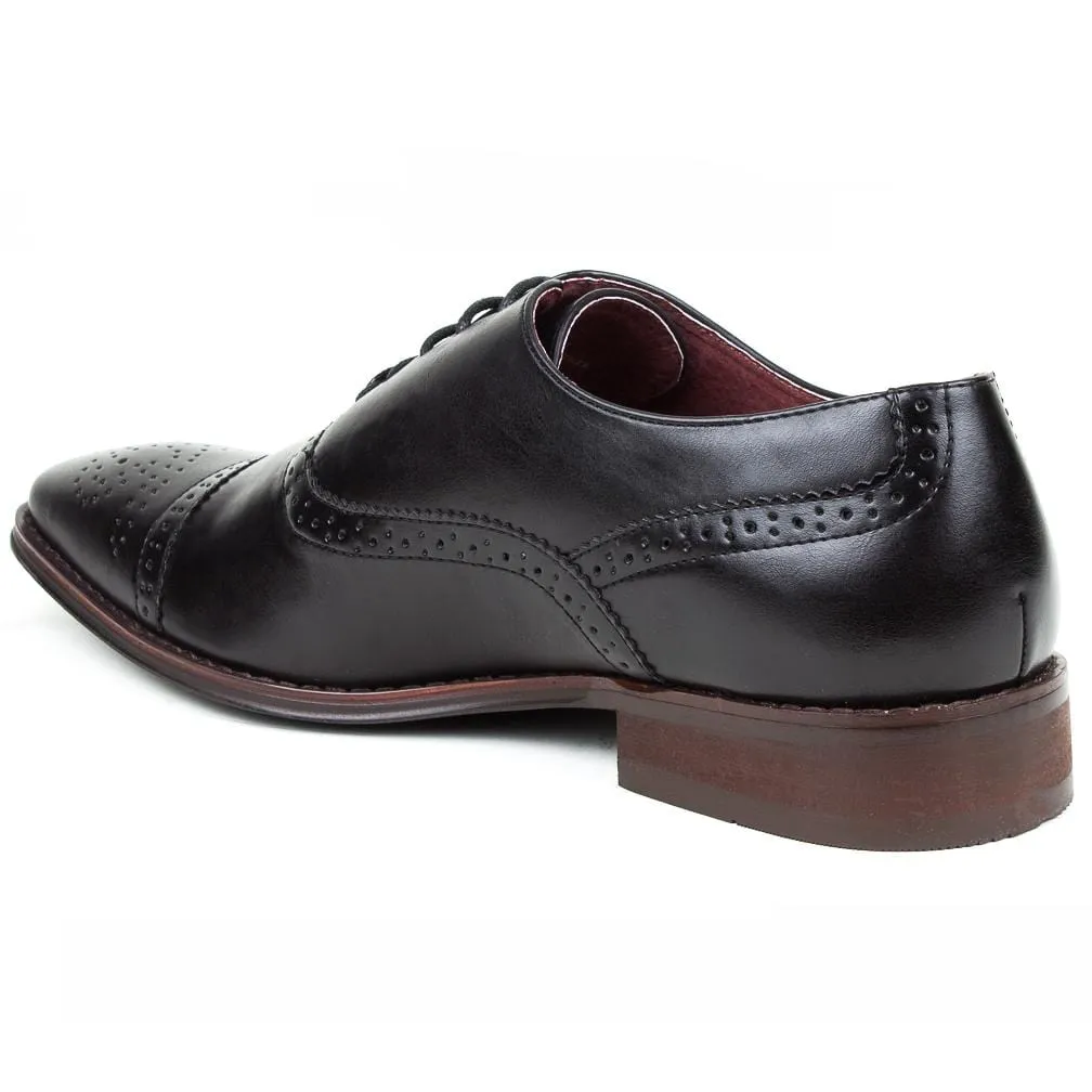 Men's brogue cap toe dress shoes.