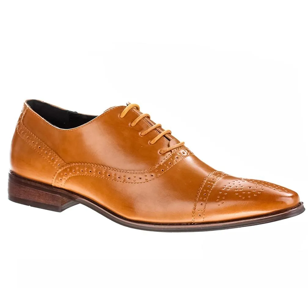 Men's brogue cap toe dress shoes.