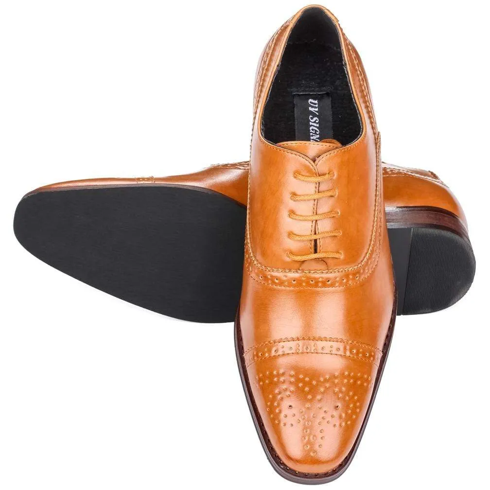 Men's brogue cap toe dress shoes.