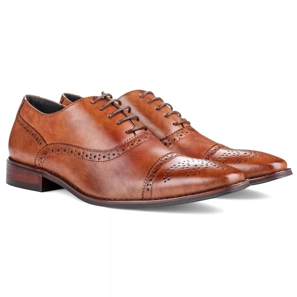 Men's brogue cap toe dress shoes.