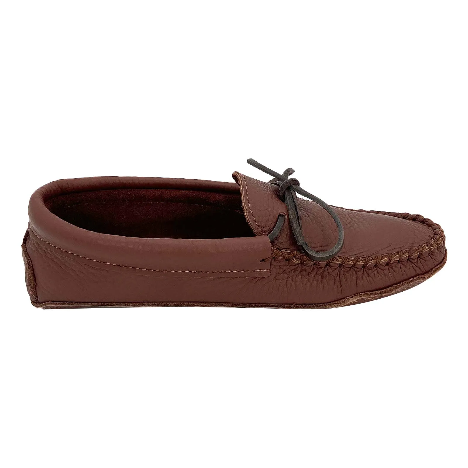 Men's Leather Moccasins with Soft Sole in Woodstain