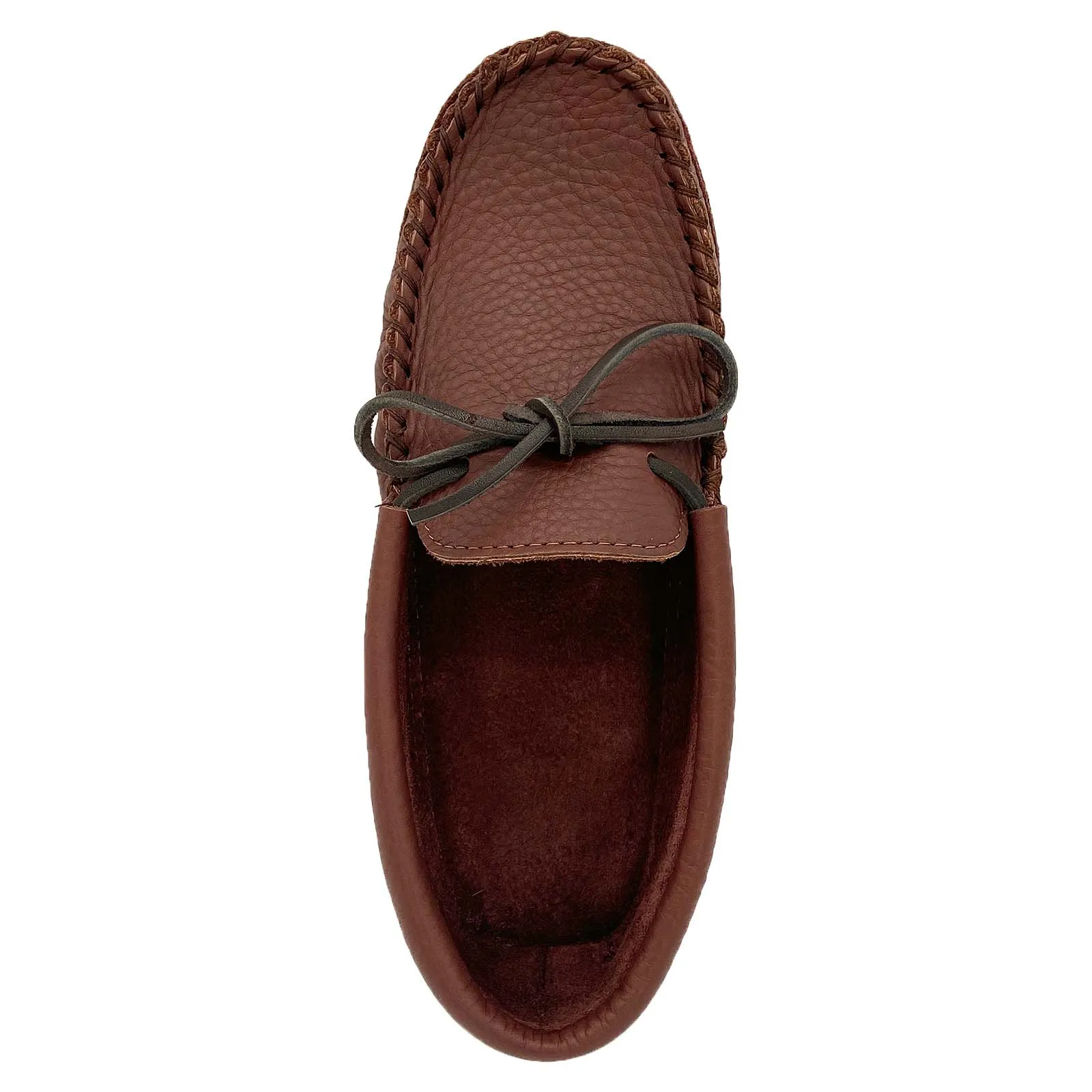 Men's Leather Moccasins with Soft Sole in Woodstain