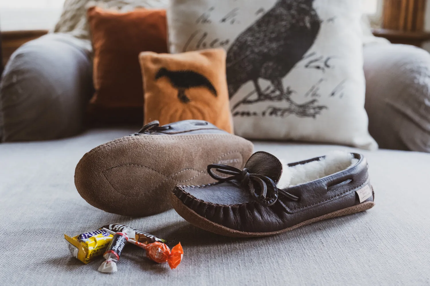 Men's Sheepskin Moccasin Slippers with Lining