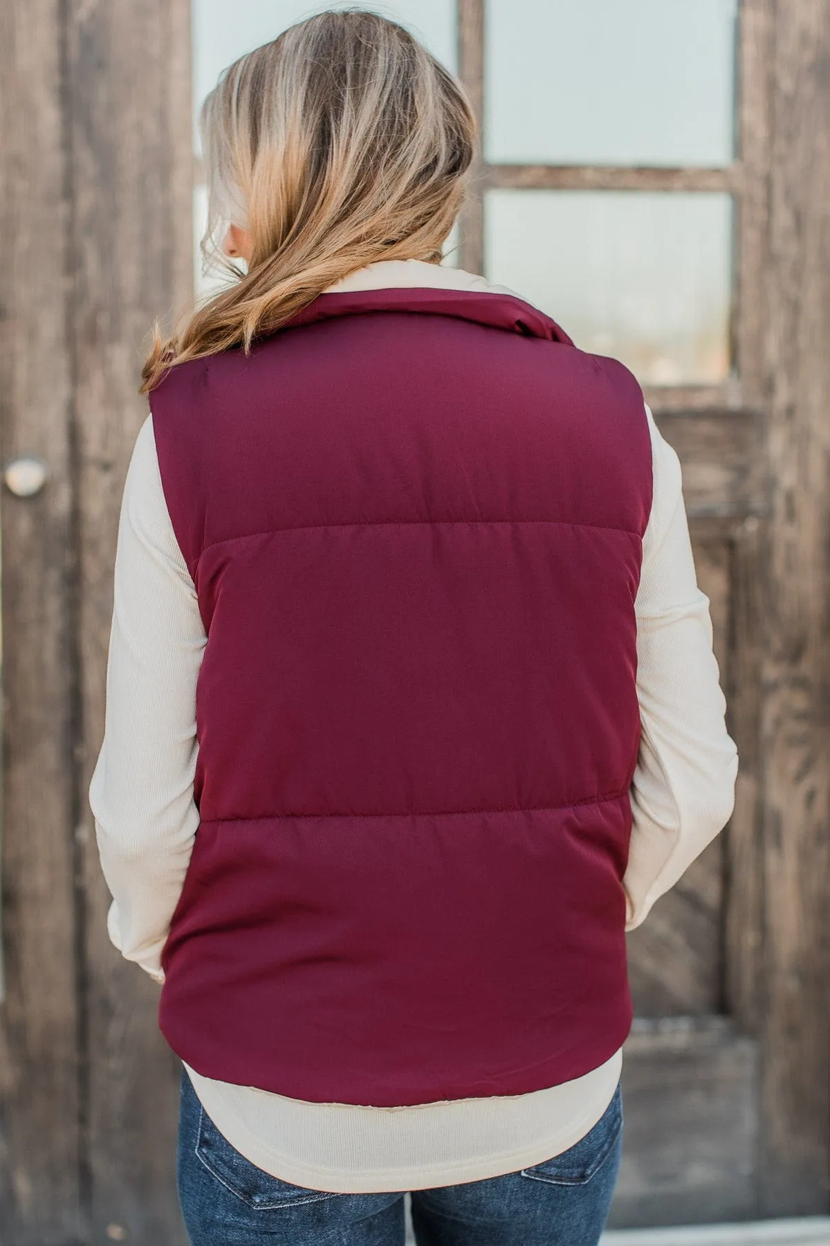 Never Miss Out Reversible Vest- Burgundy & Beige