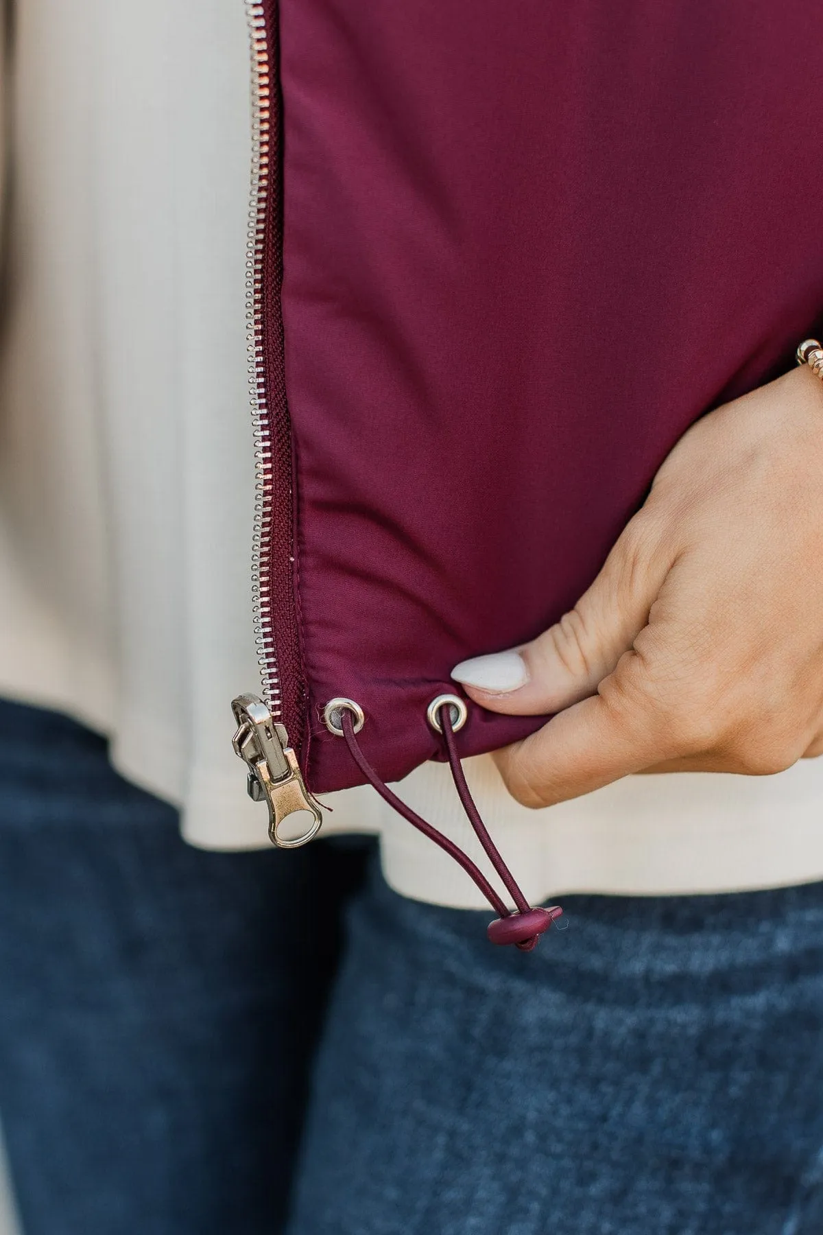 Never Miss Out Reversible Vest- Burgundy & Beige